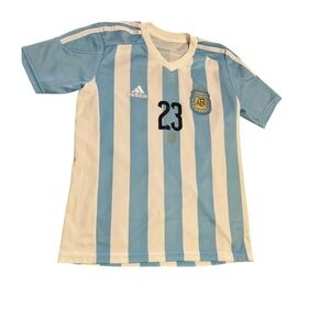 Adidas Kids Climacool AFA Blue White Striped 100% Polyester L Shirt lightweight